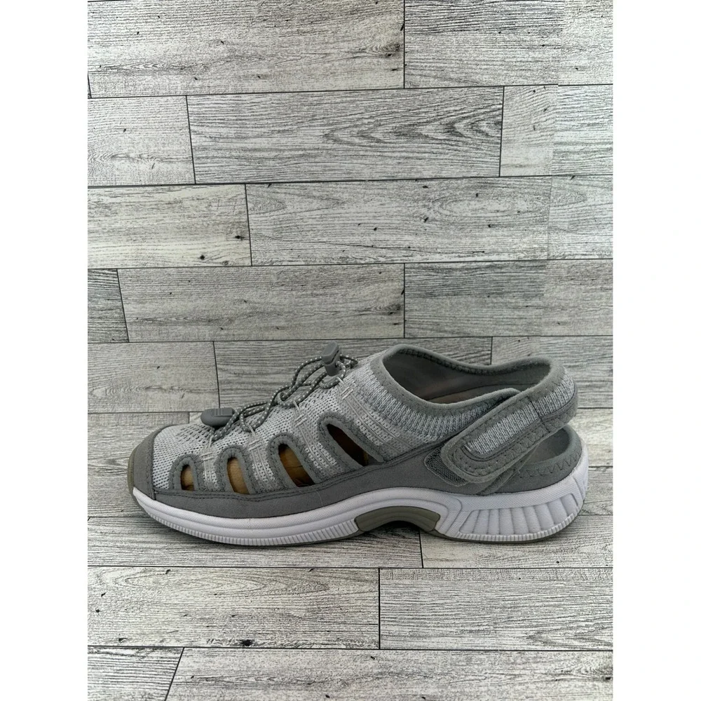 Orthofeet Women's Gray Mesh Comfort‎ Adjustable Strap Slingback Sandal 9.5